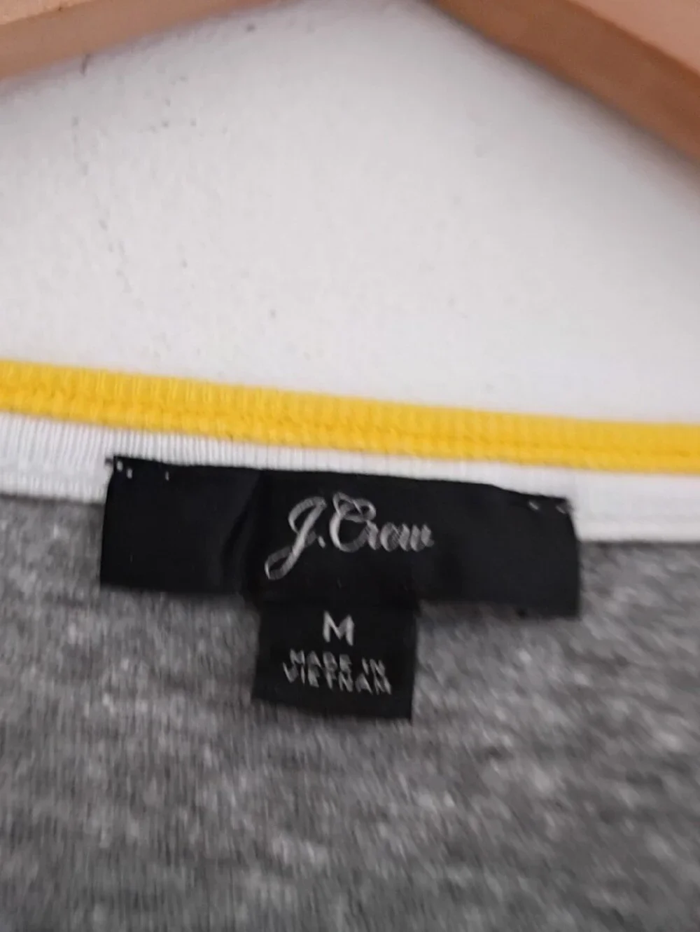 J. Crew Gray Heather Short-Sleeve Tee with Yellow & White Trim